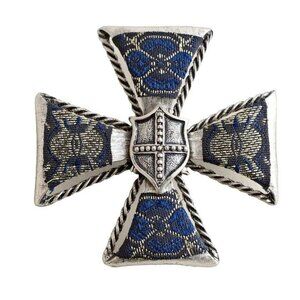 Chico's Cross Crest Pin Blue and Silvertone NEW $49